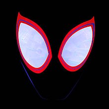 A black mask with two white bug-eyes, outlined in red. This is the mask that the film's protagonist Miles Morales wears.