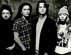 Red House Painters in 1993. From left to right: Gorden Mack, Jerry Vessel, Mark Kozelek, Anthony Koutsos