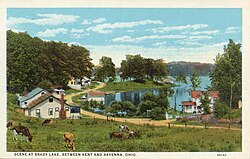 Historic postcard of Brady Lake