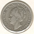 Coin -Portrait of Queen Wilhelmina, used between 1922 and 1945