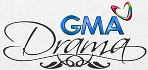 An image displaying the logo of GMA Drama, over a lighter gray background.