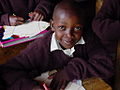 A student working on an assignment in the classroom.