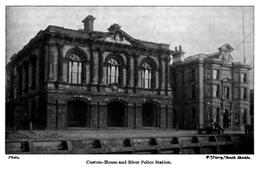 Black and white photograph of the Customs House.