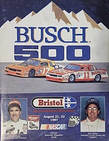 The 1987 Busch 500 program cover, featuring Darrell Waltrip and Terry Labonte.