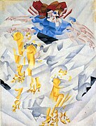 Gino Severini, 1912, Dynamism of a Dancer (Dinamismo di una danzatrice, Ballerina di chahut), oil on canvas, 60 x 45 cm, Jucker Collection, Pinacoteca di Brera, Milan