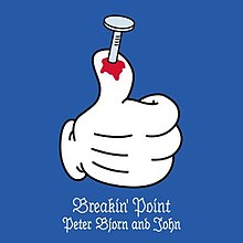 A single cover with a blue background and a white-glove hand with a nail pierced in its thumb