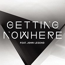 A black triangle and brown background. The performer and single is 'GETTING NOWHERE FEAT. JOHN LEGEND'