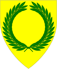 Arms of the Society for Creative Anachronism. Blazon: Or, a laurel wreath vert