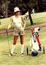 Tracy Scoggins on location in Los Angeles, July 1982, on the shoot of The Optimist, series one (episode 3, "Man's Worst Friend")