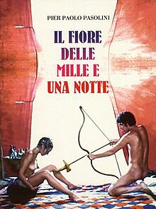 a nude man points a bow loaded with a dildo-tipped arrow at a nude woman.
