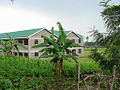 The side of the school overlooked from the road.