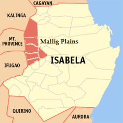 Location (shaded area) of Mallig Plains in Isabela.