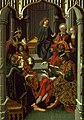 Alphabetic gestures have been discovered in hundreds of medieval and renaissance paintings.[31] The above is from Fernando Gallego's retablo panels, 1480–1488, in Ciudad Rodrigo.