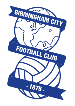 Badge of Birmingham City: a line-drawn globe above a football, with ribbon carrying the club name and year of foundation