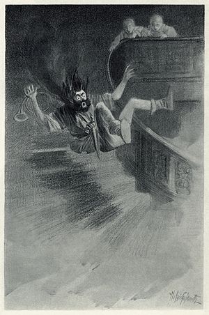 "He met with a severe fall" from Wallace Goldsmith's illustrations to Oscar Wilde's The Canterville Ghost.