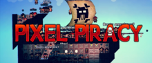 Logo of Pixel Piracy, showcasing a pirate ship in the background