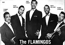 The Flamingos in 1957. From left to right: Tommy Hunt, Paul Wilson, Jake Carey, Nate Nelson, Terry Johnson