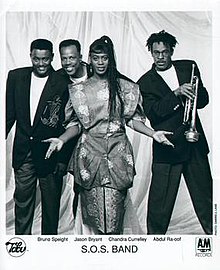The SOS Band, 1991. L–R: Bruno Speight, Jason Bryant, Chandra Currelley and Abdul Ra-oof.