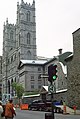 Notre-Dame de Montréal Basilica, in Old Montreal. Yes, it's an oblique shot, but there were too many other tourists in the way to get a head-on shot. (Those tourists were all taking pictures of the church.)