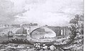 Copper-plate engraving of the bridge soon after completion, showing the view up-river towards Handbridge