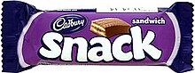 Candy bar in purple-and-black wrapper