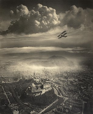 "Aerial View of Edinburgh" by Alfred Buckham, restored by Adam Cuerden