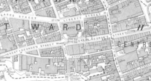 Black and white historical map of Cork City.