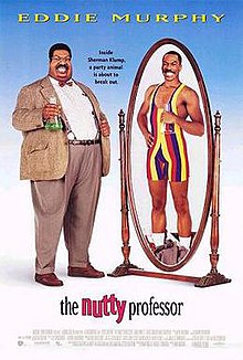 An obese man in a tweed suit and glasses, reflected in the mirror is a skinny man wearing a skintight leotard