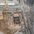 Basement construction nears ground level and crossbracing being removed on Jan 31, 2017.