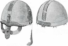 Black and white drawing of the Broe helmet