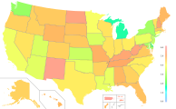 Map of states shaded by Ω