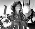 Tammie Jo Shults with an F/A-18 Hornet of VAQ-34 squadron