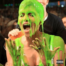 Cover art for "Slime You Out": actress Halle Berry covered in green slime