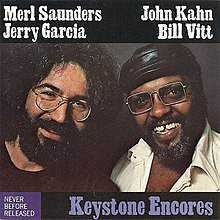 Posed photo of Jerry Garcia and Merl Saunders by Annie Leibovitz