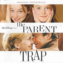 Cover art of the film's soundtrack, depicting Lindsay Lohan as the twins and Dennis Quaid and Natasha Richardson as their parents.