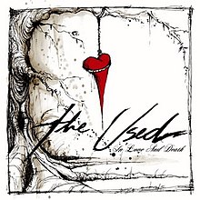 A heart hanging against a tree against a white background. "The Used" and "In Love And Death" are underneath in black respectively.