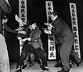 Image 35Otoya Yamaguchi preparing to stab Inejiro Asanuma a second time (from History of Tokyo)