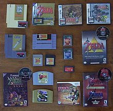 Photograph of various The Legend of toon game boxes, cartridges and discs.