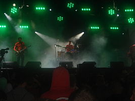 In Case of Fire perform at the 2009 Leeds Festival. L-R: Steven Robinson, Colin Robinson, Mark Williamson