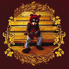 On later CD and digital versions of the album, the background is white instead of maroon. On a few editions of the CD, the background is white, but the area surrounding the photo of Kanye is silver instead of gold.