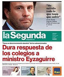Front page of La Segunda's 4 June 2014 edition.