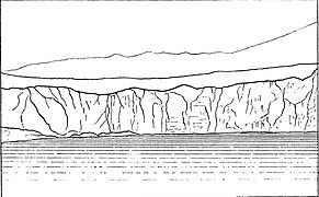 Sketch of the Deriba lake looking west
