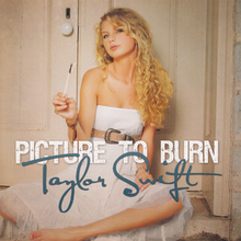 Cover art of "Picture to Burn" showing Swift holding a lighter