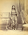 Woman, in Sind, British India, in Sindhi slim pajamo shalwar.