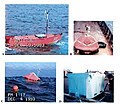 Figure 3. The 5.5-meter V-hull, open skiff, Tulmar 4-person life raft, Beaufort 20-person life raft, and 1-cubic meter wharf box.[3]