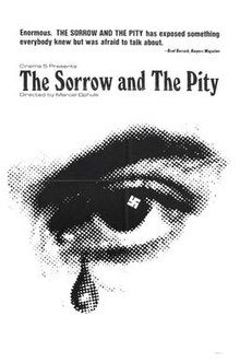 A black and white movie poster of an eye with a single teardrop falling from it, and a tiny swastika near the pupil.