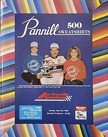 The 1989 Pannill Sweatshirts 500 program cover, featuring Dale Earnhardt, Dale Earnhardt Jr., and Kelley Earnhardt Miller.