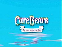 The film's title logo appears against a blue sky with some white clouds. The words "Care Bears" are stacked above the subtitle, "Journey to Joke-a-lot".