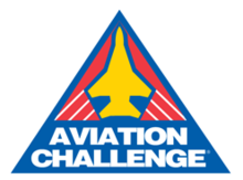 "The Triangular Aviation Challenge logo shows the silhouette of a fighter plane pointing up and the words Aviation Challenge beneath."