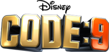 The phrase "CODE: 9" in bold with "CODE:" in gold and "9" in a metallic orange and a grey colour surrounding the phrase, giving it a 3D effect.
